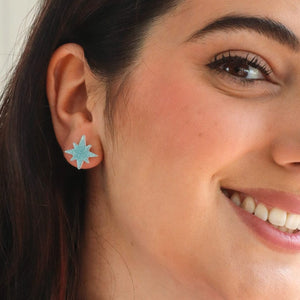 Atomic Star Glitter Stud Earring - Blue  -  Erstwilder Essentials  -  Quirky Resin and Enamel Accessories