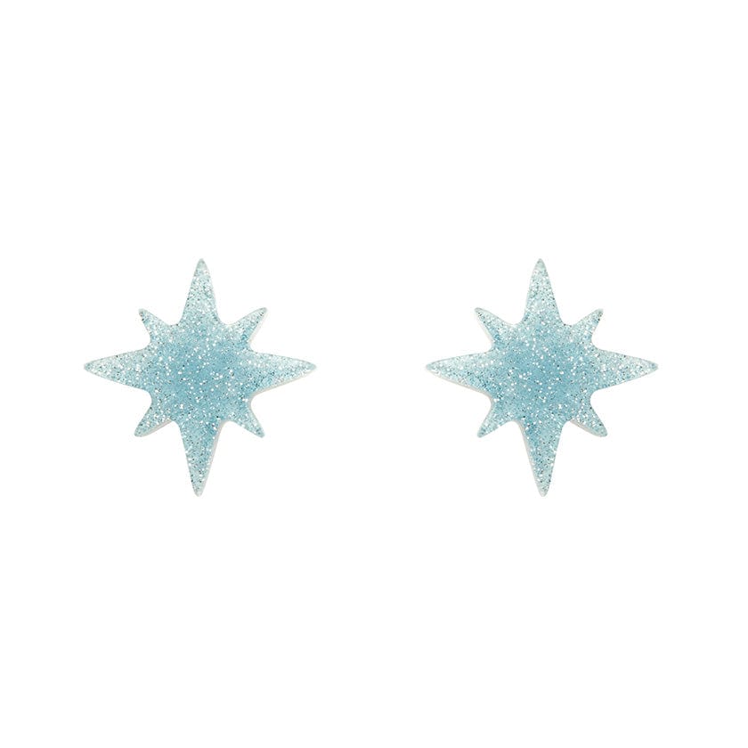Atomic Star Glitter Stud Earring - Blue  -  Erstwilder Essentials  -  Quirky Resin and Enamel Accessories
