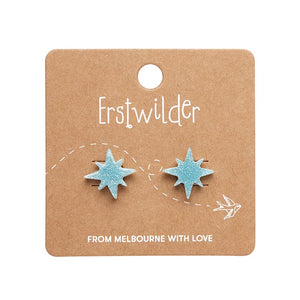 Atomic Star Glitter Stud Earring - Blue  -  Erstwilder Essentials  -  Quirky Resin and Enamel Accessories