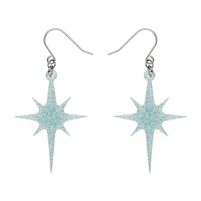 Atomic Star Glitter Drop Earring - Blue  -  Erstwilder Essentials  -  Quirky Resin and Enamel Accessories