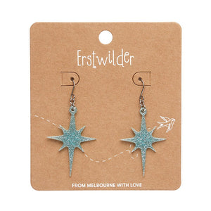 Atomic Star Glitter Drop Earring - Blue  -  Erstwilder Essentials  -  Quirky Resin and Enamel Accessories