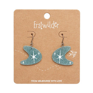 Atomic Boomerang Glitter Drop Earrings - Blue  -  Erstwilder Essentials  -  Quirky Resin and Enamel Accessories