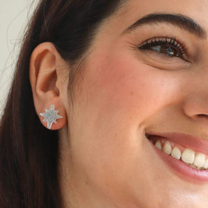 Atomic Star Glitter Stud Earring - Silver  -  Erstwilder Essentials  -  Quirky Resin and Enamel Accessories