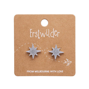 Atomic Star Glitter Stud Earring - Silver  -  Erstwilder Essentials  -  Quirky Resin and Enamel Accessories