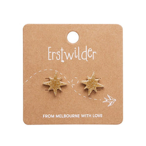 Atomic Star Glitter Stud Earring - Gold  -  Erstwilder Essentials  -  Quirky Resin and Enamel Accessories