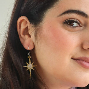 Atomic Star Glitter Drop Earring - Gold  -  Erstwilder Essentials  -  Quirky Resin and Enamel Accessories
