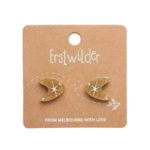Atomic Boomerang Glitter Stud Earrings - Gold  -  Erstwilder Essentials  -  Quirky Resin and Enamel Accessories