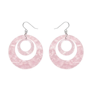 Double Hoop Ripple Drop Earrings - Pink  -  Erstwilder Essentials  -  Quirky Resin and Enamel Accessories