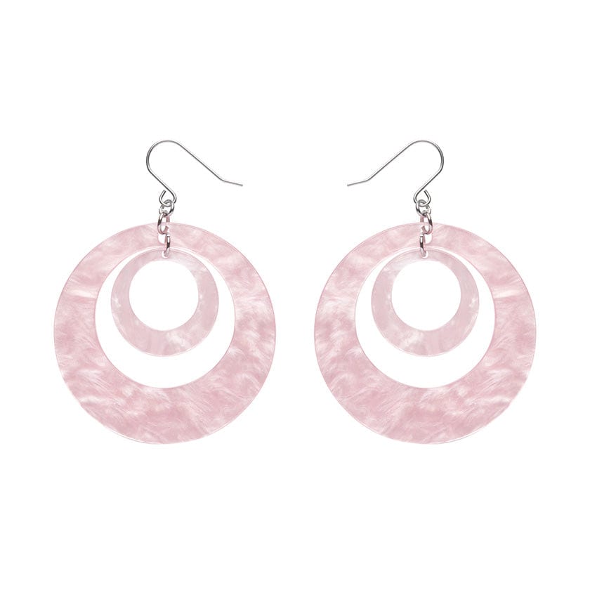 Double Hoop Ripple Drop Earrings - Pink  -  Erstwilder Essentials  -  Quirky Resin and Enamel Accessories