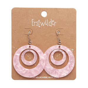 Double Hoop Ripple Drop Earrings - Pink  -  Erstwilder Essentials  -  Quirky Resin and Enamel Accessories