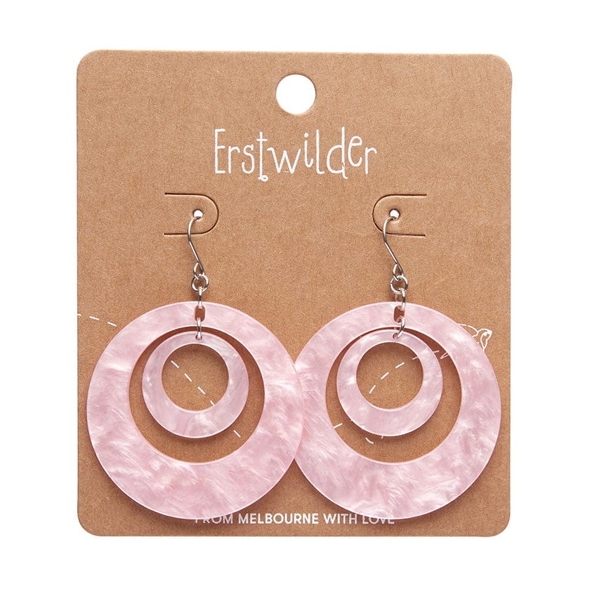 Double Hoop Ripple Drop Earrings - Pink  -  Erstwilder Essentials  -  Quirky Resin and Enamel Accessories