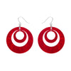 Double Hoop Ripple Drop Earrings - Red