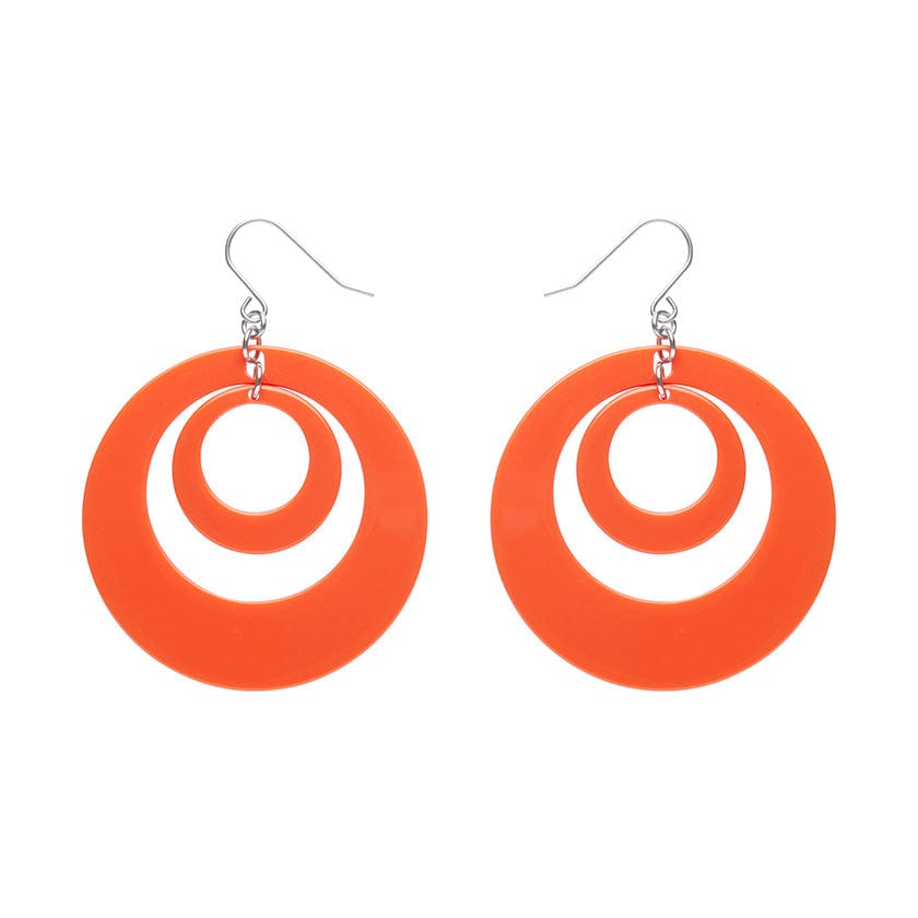 Double Hoop Solid Drop Earrings - Orange  -  Erstwilder Essentials  -  Quirky Resin and Enamel Accessories