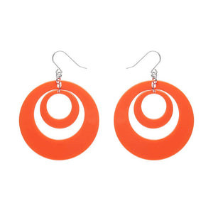 Double Hoop Solid Drop Earrings - Orange  -  Erstwilder Essentials  -  Quirky Resin and Enamel Accessories