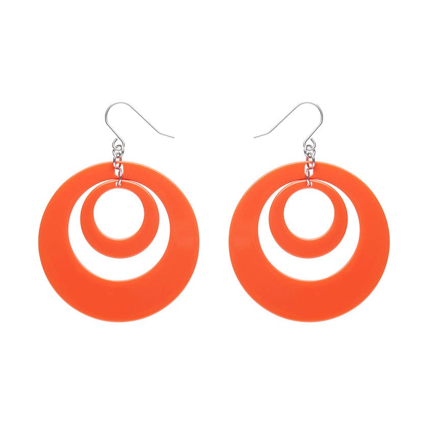 Double Hoop Solid Drop Earrings - Orange  -  Erstwilder Essentials  -  Quirky Resin and Enamel Accessories