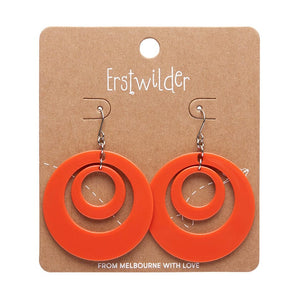 Double Hoop Solid Drop Earrings - Orange  -  Erstwilder Essentials  -  Quirky Resin and Enamel Accessories