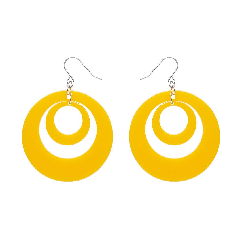 Double Hoop Solid Drop Earrings - Yellow  -  Erstwilder Essentials  -  Quirky Resin and Enamel Accessories