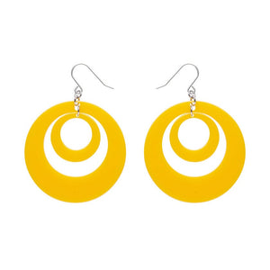 Double Hoop Solid Drop Earrings - Yellow  -  Erstwilder Essentials  -  Quirky Resin and Enamel Accessories