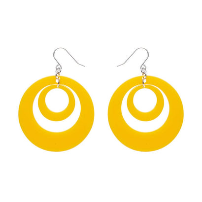 Double Hoop Solid Drop Earrings - Yellow  -  Erstwilder Essentials  -  Quirky Resin and Enamel Accessories