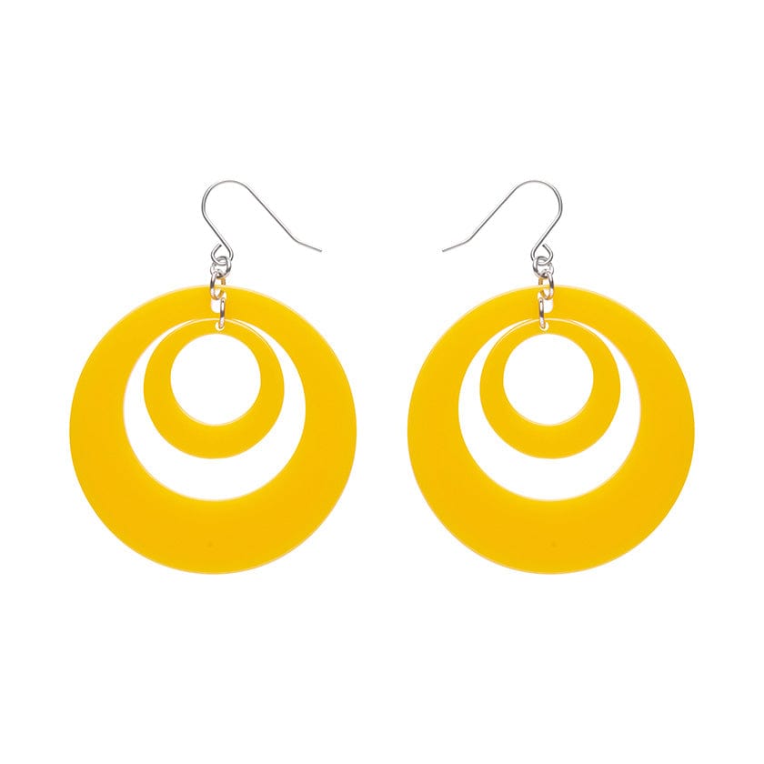 Double Hoop Solid Drop Earrings - Yellow  -  Erstwilder Essentials  -  Quirky Resin and Enamel Accessories