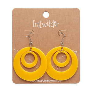 Double Hoop Solid Drop Earrings - Yellow  -  Erstwilder Essentials  -  Quirky Resin and Enamel Accessories