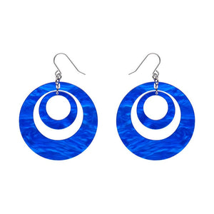 Double Hoop Ripple Drop Earrings - Blue  -  Erstwilder Essentials  -  Quirky Resin and Enamel Accessories