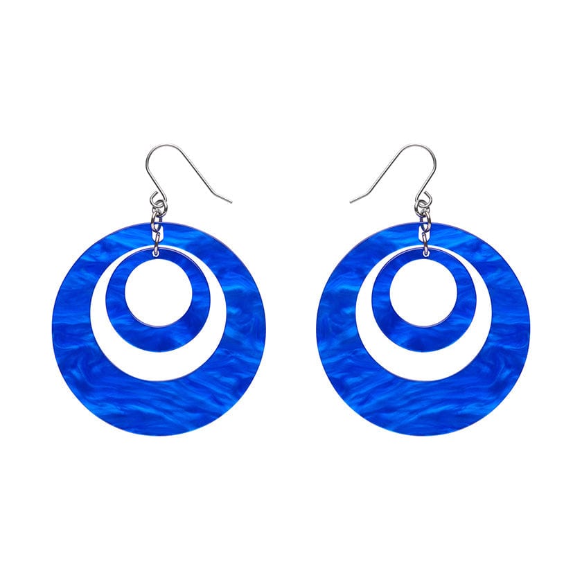 Double Hoop Ripple Drop Earrings - Blue  -  Erstwilder Essentials  -  Quirky Resin and Enamel Accessories