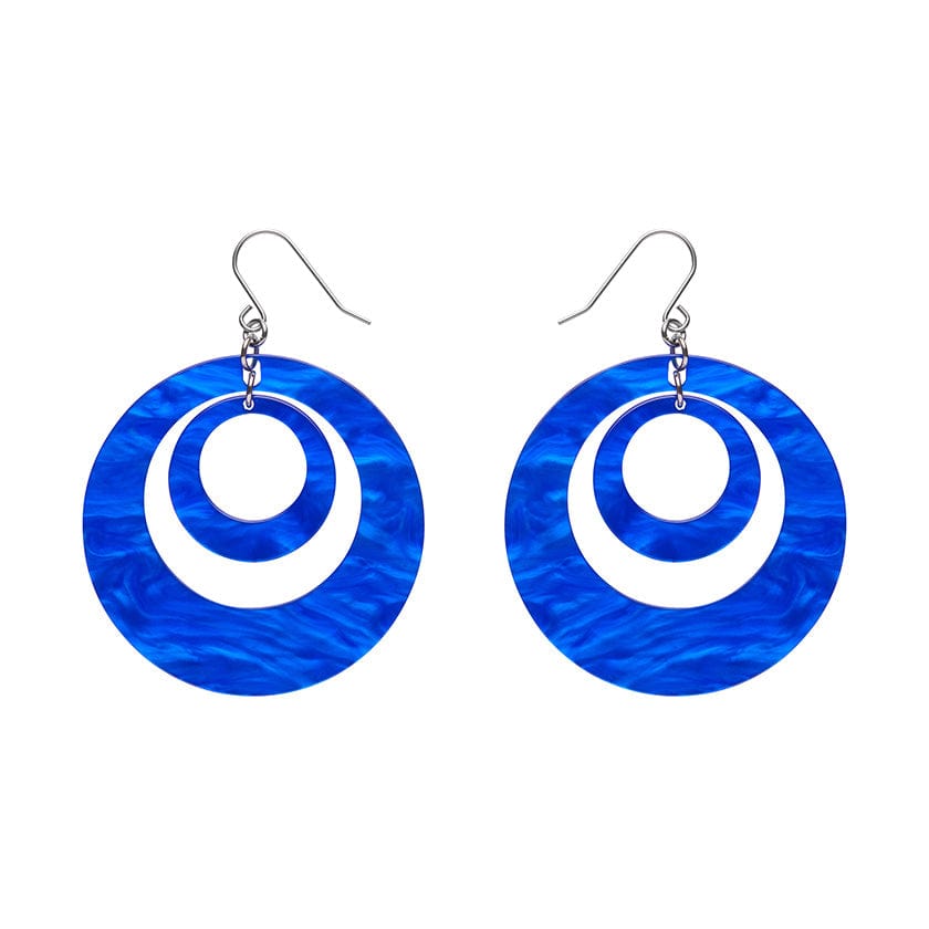 Double Hoop Ripple Drop Earrings - Blue  -  Erstwilder Essentials  -  Quirky Resin and Enamel Accessories