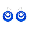 Double Hoop Ripple Drop Earrings - Blue