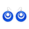 Double Hoop Ripple Drop Earrings - Blue