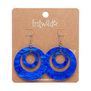 Double Hoop Ripple Drop Earrings - Blue  -  Erstwilder Essentials  -  Quirky Resin and Enamel Accessories
