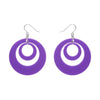 Double Hoop Solid Drop Earrings - Purple  -  Erstwilder Essentials  -  Quirky Resin and Enamel Accessories