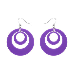 Double Hoop Solid Drop Earrings - Purple  -  Erstwilder Essentials  -  Quirky Resin and Enamel Accessories
