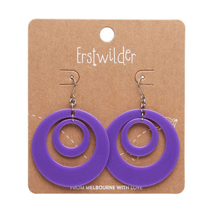 Double Hoop Solid Drop Earrings - Purple  -  Erstwilder Essentials  -  Quirky Resin and Enamel Accessories