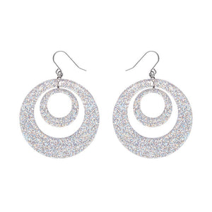 Double Hoop Glitter Drop Earrings - Iridescent  -  Erstwilder Essentials  -  Quirky Resin and Enamel Accessories
