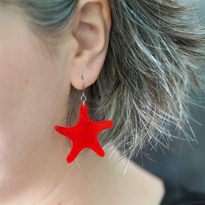 Starfish Ripple Drop Earrings - Red  -  Erstwilder Essentials  -  Quirky Resin and Enamel Accessories