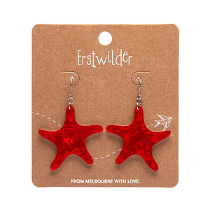 Starfish Ripple Drop Earrings - Red  -  Erstwilder Essentials  -  Quirky Resin and Enamel Accessories