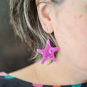 Starfish Ripple Drop Earrings - Purple  -  Erstwilder Essentials  -  Quirky Resin and Enamel Accessories