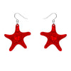 Starfish Ripple Drop Earrings - Red  -  Erstwilder Essentials  -  Quirky Resin and Enamel Accessories