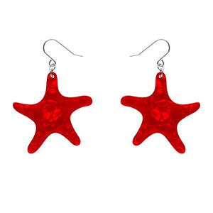 Starfish Ripple Drop Earrings - Red  -  Erstwilder Essentials  -  Quirky Resin and Enamel Accessories