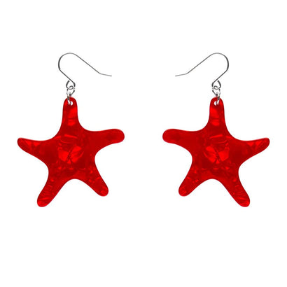 Starfish Ripple Drop Earrings - Red  -  Erstwilder Essentials  -  Quirky Resin and Enamel Accessories