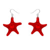 Starfish Ripple Drop Earrings - Red