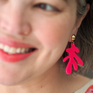 Coral Solid Drop Earrings - Neon Pink  -  Erstwilder Essentials  -  Quirky Resin and Enamel Accessories