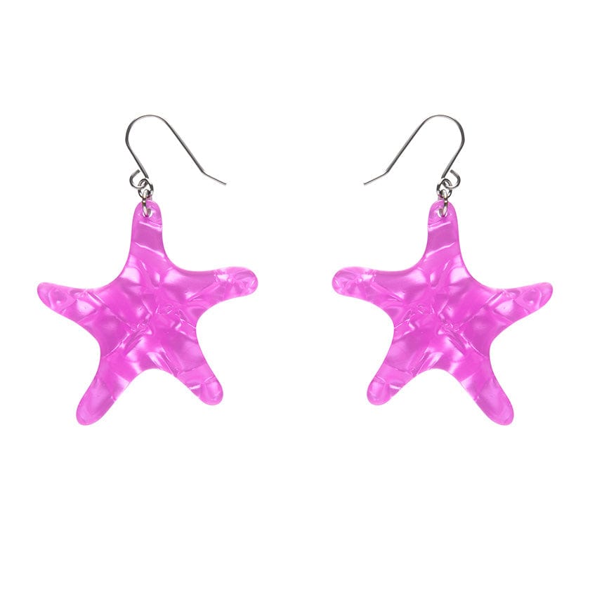 Starfish Ripple Drop Earrings - Purple  -  Erstwilder Essentials  -  Quirky Resin and Enamel Accessories