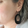 Bold Hoop Ripple Drop Earrings - Black