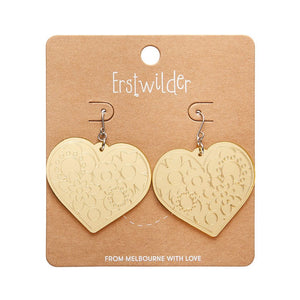 Love Heart Mirror Drop Earrings - Gold  -  Erstwilder Essentials  -  Quirky Resin and Enamel Accessories