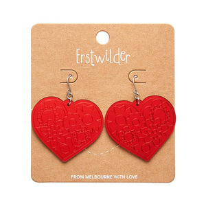 Love Heart Mirror Drop Earrings - Red  -  Erstwilder Essentials  -  Quirky Resin and Enamel Accessories