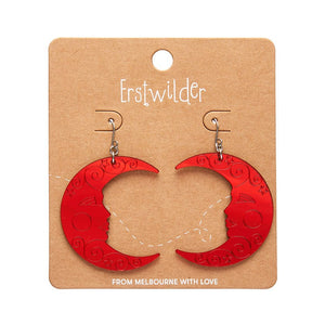 Moon Mirror Drop Earrings - Red  -  Erstwilder Essentials  -  Quirky Resin and Enamel Accessories