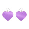 Love Heart Mirror Drop Earrings - Purple