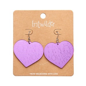 Love Heart Mirror Drop Earrings - Purple  -  Erstwilder Essentials  -  Quirky Resin and Enamel Accessories